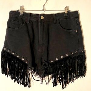 Black Fringe SheIn Shorts